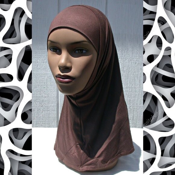 Brown 2 pc Cotton Hijab Amira Women's Islamic Headcover Underscarf - Picture 1 of 1